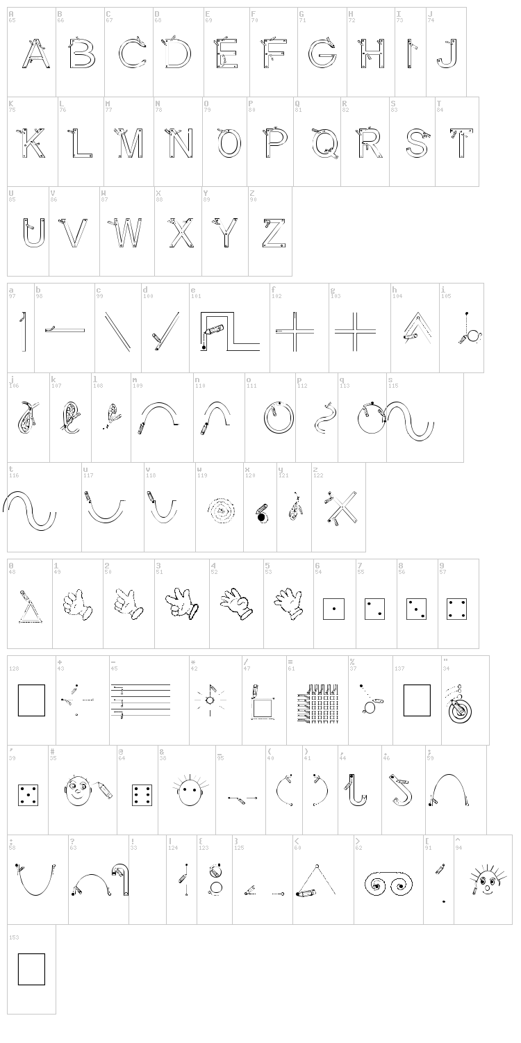 Maternellecolor Graphisme font map